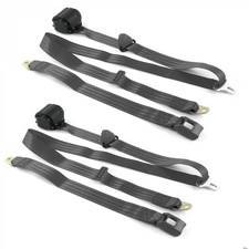 Chevy Truck 1955-59 Standard 3pt Charcoal Retract Bucket Seat Belt Kit-2 Belts