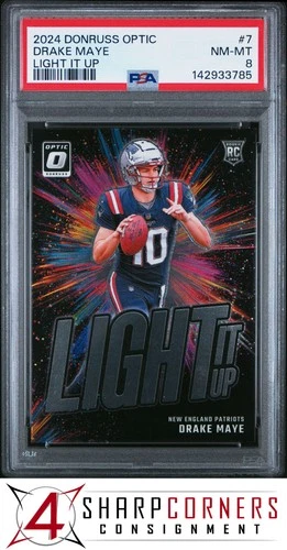 2024 PANINI DONRUSS OPTIC LIGHT IT UP #7 DRAKE MAYE RC PSA 8