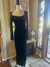 Jessica McClintock Long Black Velvet Dress Size 2