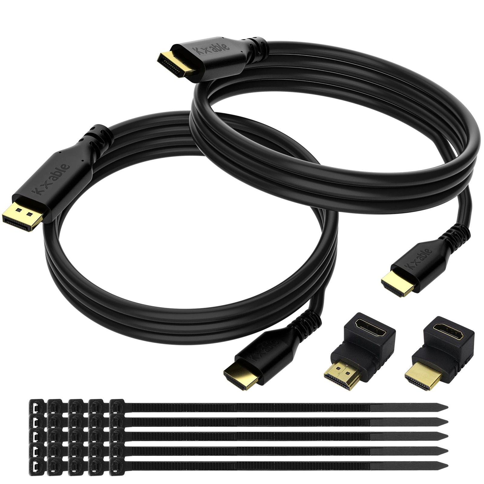 4K DisplayPort to HDMI Cable 4ft 2-Pack UHD Video Adapter DP Male to HDMI