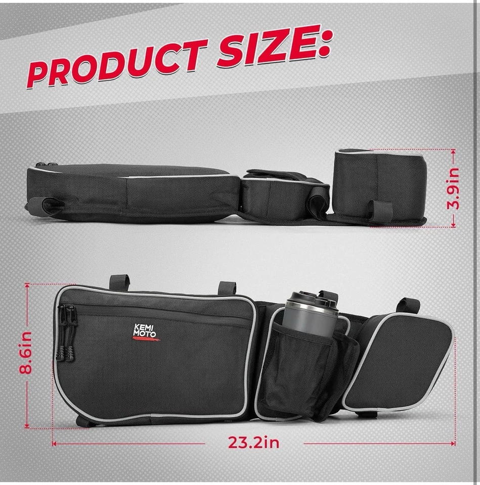 KEMIMOTO X3 Door Bags Storage Bug Cup Holder Removable Knee Pad Maverick 17-24 - Image 3 of 4