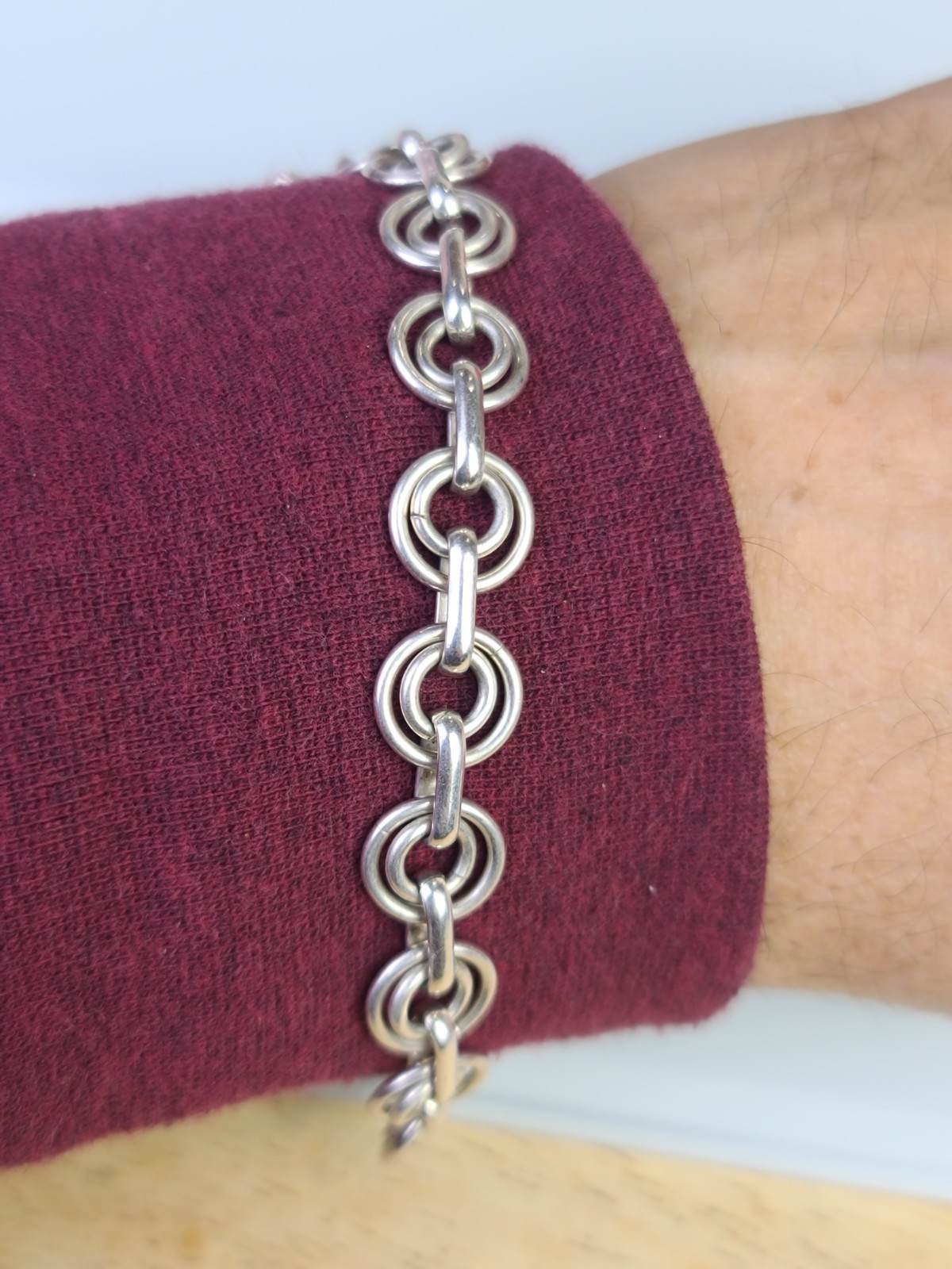 Sterling 925 Solid Silver Concecentric Circle Bra… - image 4