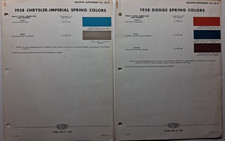 1958 Chrysler Dodge Imperial Dupont Spring Colors Paint Chip Sheets