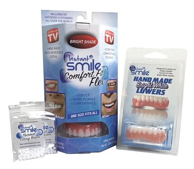 Instant Smile Comfort Fit Flex Teeth - Upper and Lower Matching Set, Bright W...