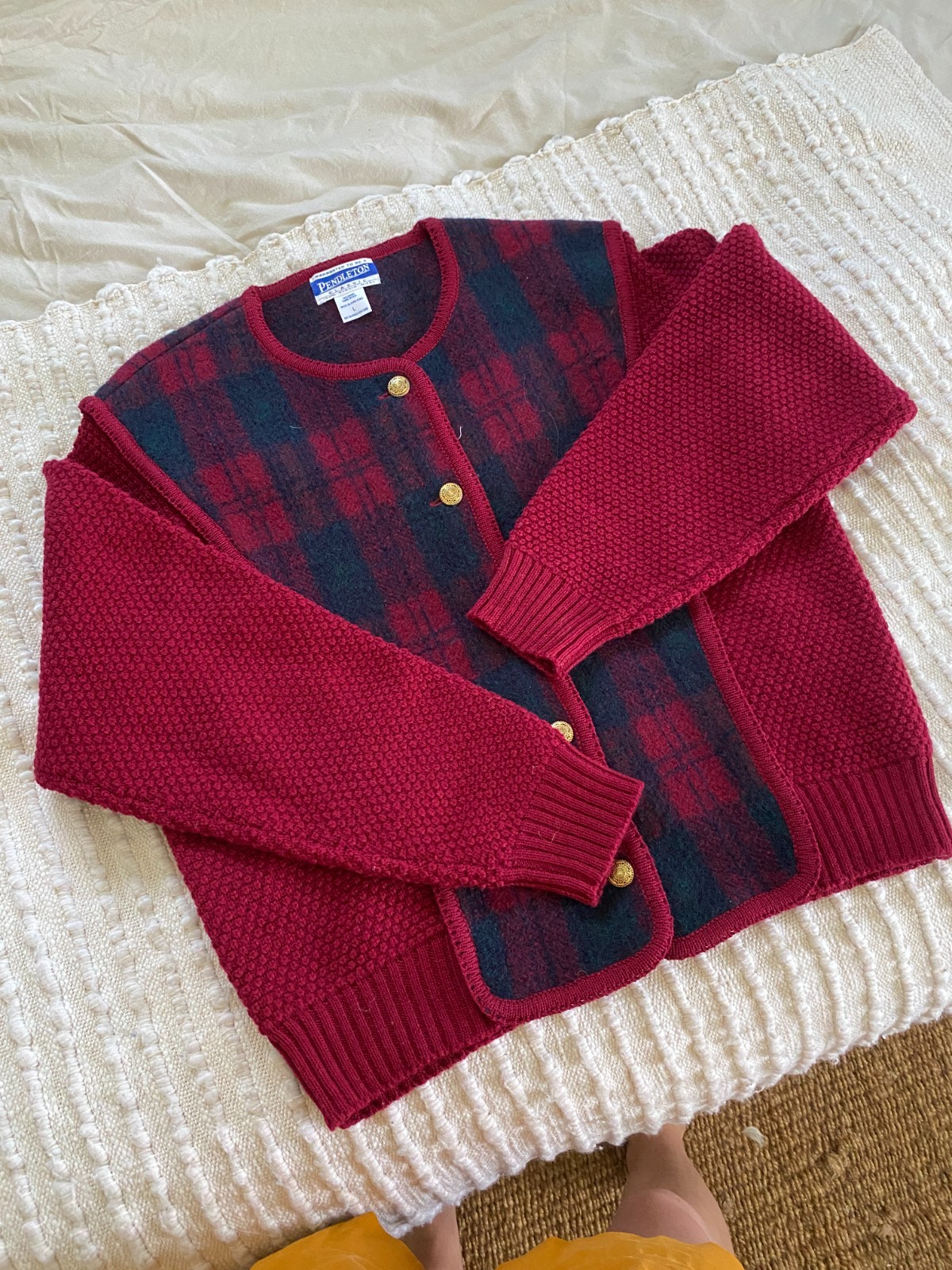 vintage pendleton classic button down sweater 100… - image 2