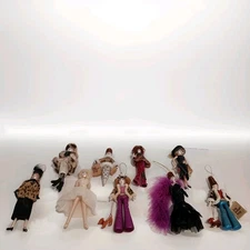 (9) Vtg 90s Ladies with Elegance Blown Glass High End Fashion Christma Ornaments