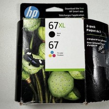 Genuine HP 67XL Black  67 Tri-Color ink cartridges Open Box 2 Pack Exp. 04/2027