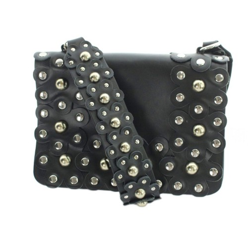 Red Valentino Shoulder Bag Purse Studs Leather Black Authentic