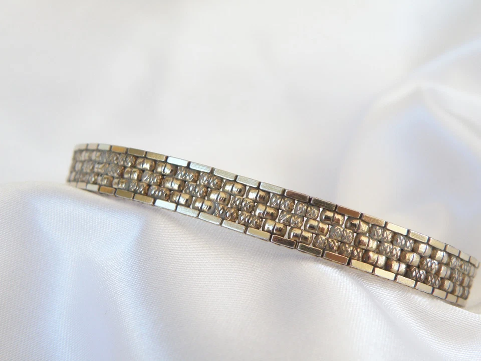 Brazalete de eslabones Milor Italia plata esterlina 925 trioro sobre corte de diamante 7,5" Foto 2 de 4