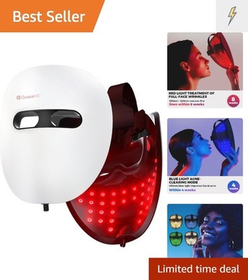 3D LED Face Mask with Gold-Wire LEDs, Red & Infrared Light for Wrinkles, Blue...