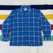 Vintage 50s 60s Towncraft Penney s Penn Prest Plaid Loop Collar Button Up Shirt