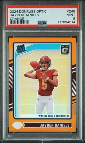 2024 Panini Donruss Optic #248 Jayden Daniels Orange #/249 (PSA 9)