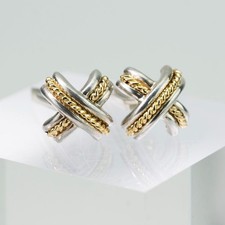 Gemelli firmati Tiffany & Co argento 925 oro 18 carati croce vintage da uomo