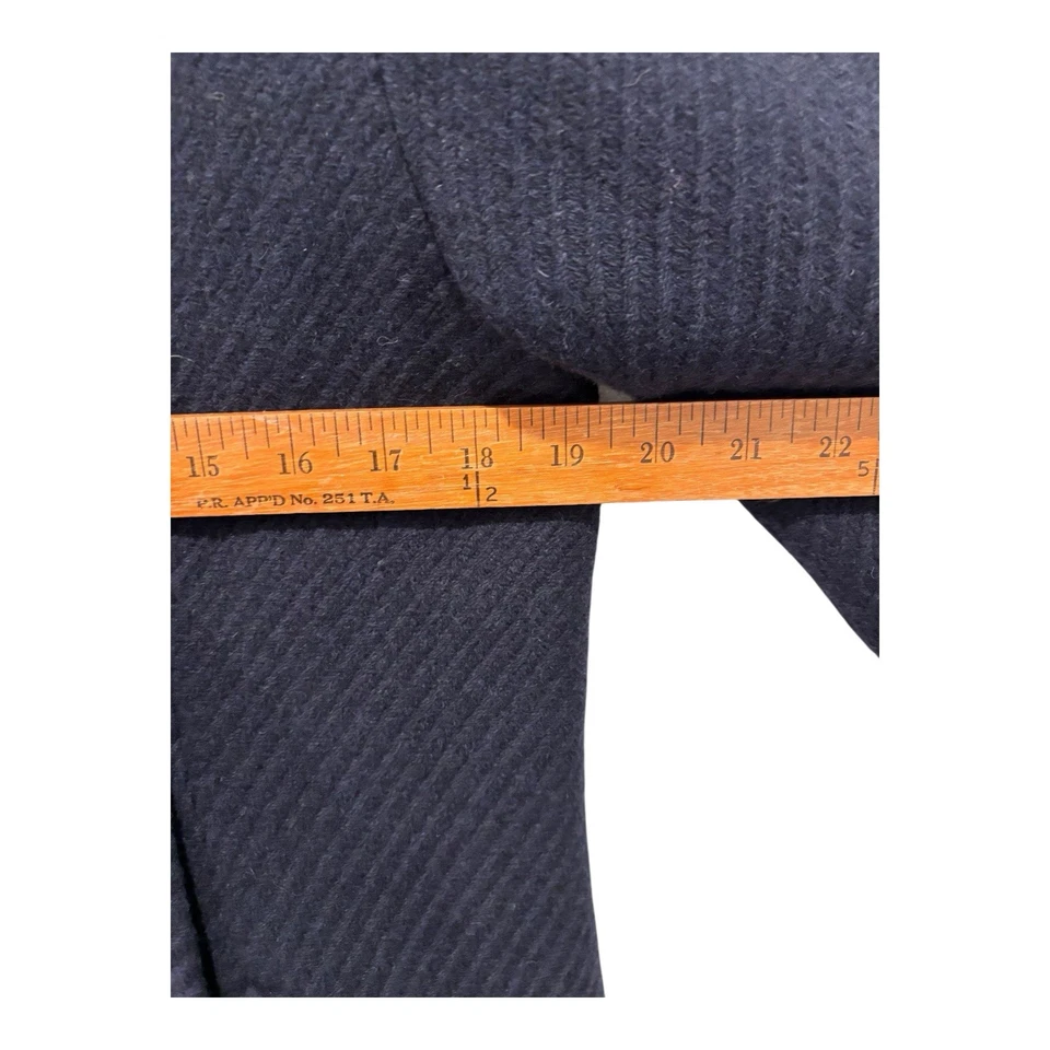 Abrigo Coffee Shop mezcla lana mujer grande azul marino chaqueta de invierno de un solo pecho Foto 4 de 4