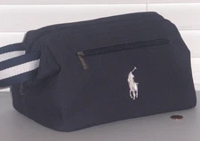 RALPH LAUREN PARFUMS Men Canvas Pony Zip Toiletry Shave Dopp Kit Travel Bag NAVY