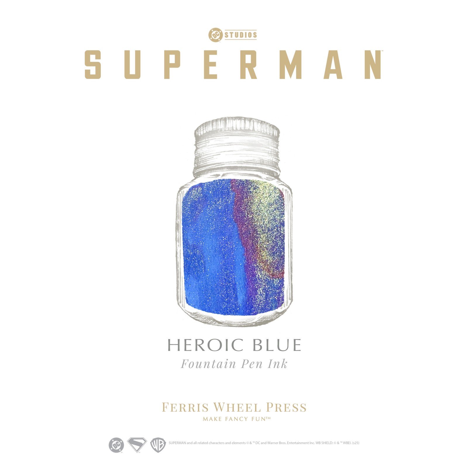 Ferris Wheel Press Superman Themed Bottled Ink in Heroic Blue - 10 mL - NEW
