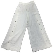 ZARA Wide Leg Cropped Pants Women's S White High Rise Elastic Waist