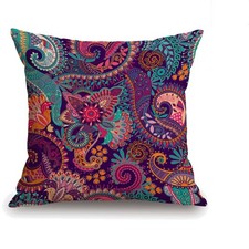 18x18 Colorful Ethnic Throw Pillow Cover, Cotton Linen for Stylish Home Decor