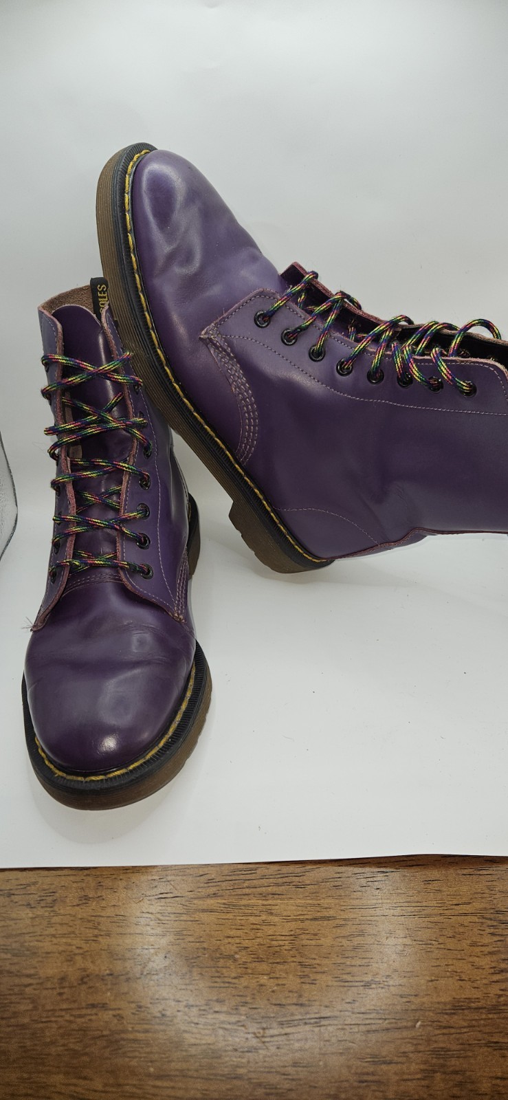 Rare Vintage Dr Martens 1460 Purple Leather Boots UK 8 Made in England