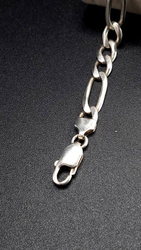 Vintage Mens Sterling Silver Identity bracelet Figaro link 8in 18g - 第 4/10 張圖片