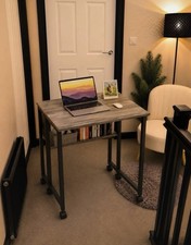 GreenForest Small Folding Desk with Storage Shelf,80 cm Computer Rolling Desk