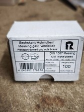 100 cap nuts M5 brass nickel-plated, high form, DIN 1587