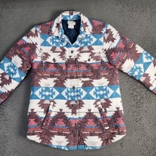 Ariat REAL Jacket Womens Medium Multicolor Aztec Quilted Western Snap Shacket