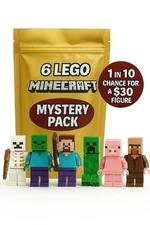 LEGO Minecraft Minifigures 6 Pack Steve Creeper Zombie Kids Gift Lot