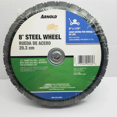 NEW Arnold  490-322-0004 8'' X 1.75''  Steel Lawn Mower Wheel 1/2  Hub