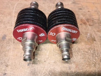 2 Texscan HFP attenuators, HFP 50/20 (20dB) & HFP 50/30 (30dB), DC-1GHz 10 Watt