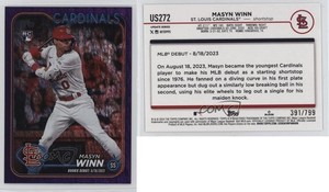 2024 Topps Update Debut Purple Holo Foilboard /799 Masyn Winn #US272 Rookie RC