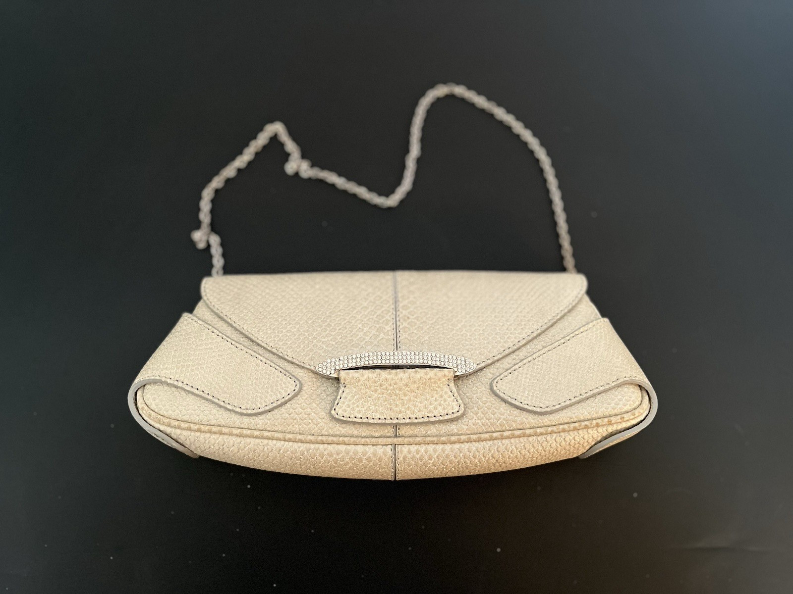 TOD'S CREME GLITTER PYTHON LEATHER CRYSTAL EMBELL… - image 1