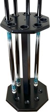 Freestanding Billiard Cue Rack Holds 8 Cues Wooden Floor Stand Holder Black