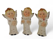Vintage 1950's Artmark? Lot of 3 Gold Gilded Caroler Choir Boy Angel Figurines