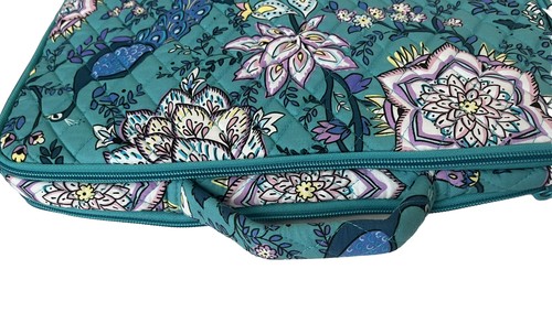 Vera Bradley Laptop Workstation Crossbody Bag Peacock Garden Blue Double Zipper - 第 8/8 張圖片