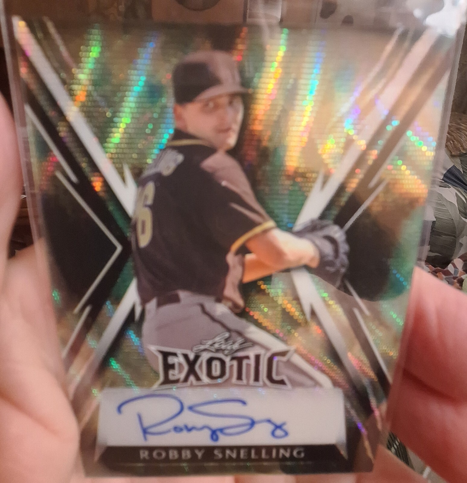 2023 Leaf Exotic Wave #/7 Robby Snelling Auto Rc #Bars1 Miami Marlins