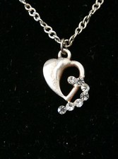 Unique Vintage Children's CZ Sterling Silver Heart Necklace. Make Offer  304
