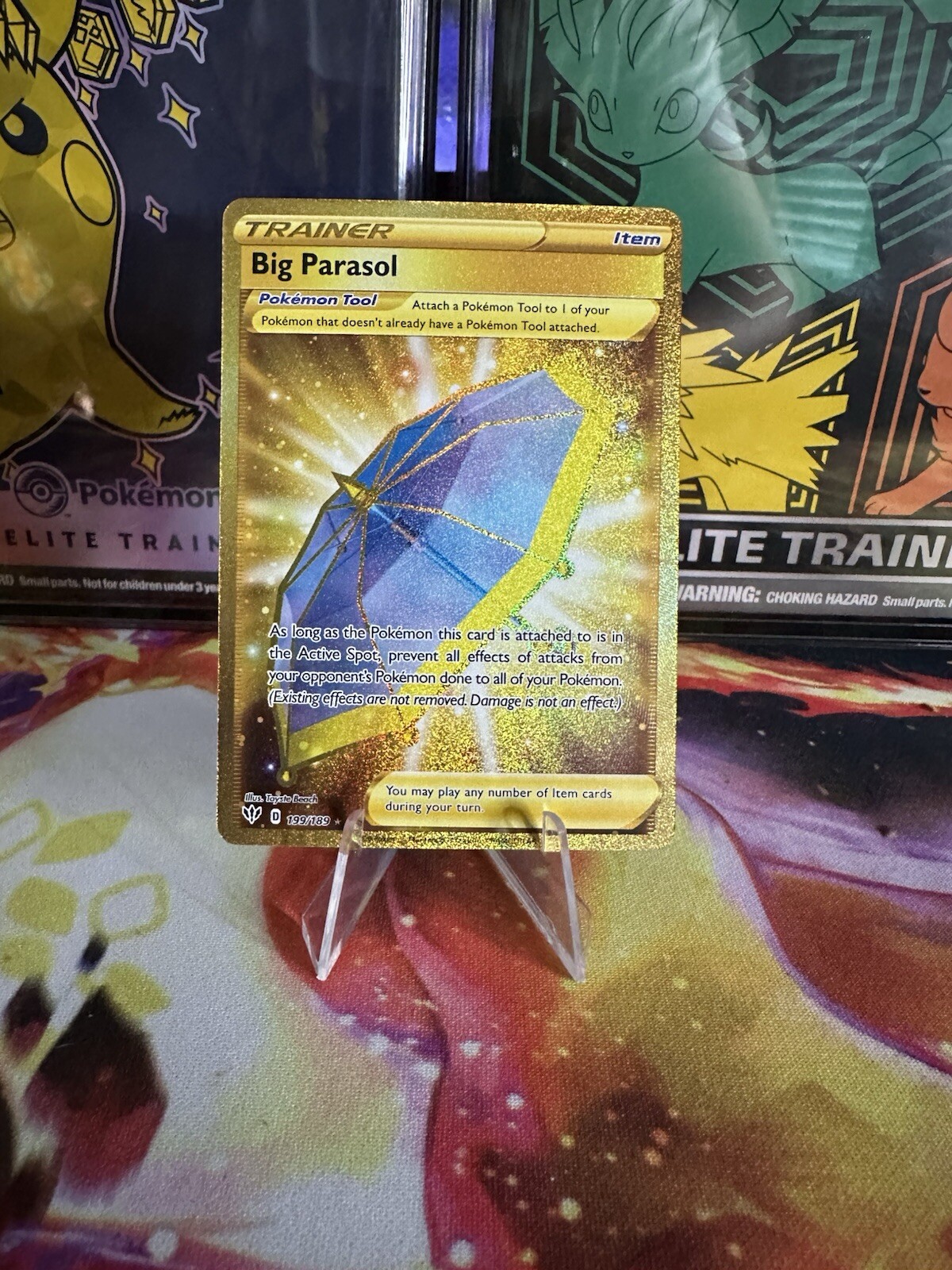 Big Parasol Gold Secret Rare 199/189 Pokemon Darkness Ablaze NM