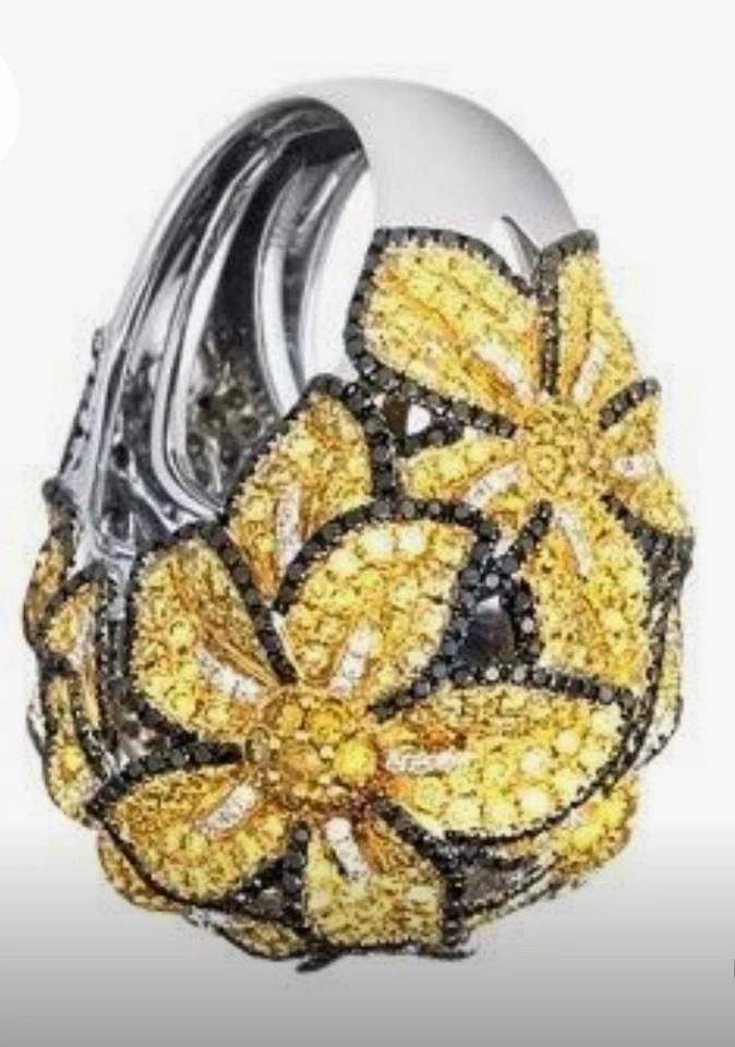 Anillo banda cúpula de ónix negro/piedras preciosas simuladas de corte redondo de 3 quilates enchapado en oro blanco de 14 quilates Foto 3 de 4