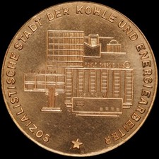 FRANZ KRATOCHWIL: Kupfer-Medaille 1977. BERGBAU - HOYERSWERDA - STADT DER KOHLE.