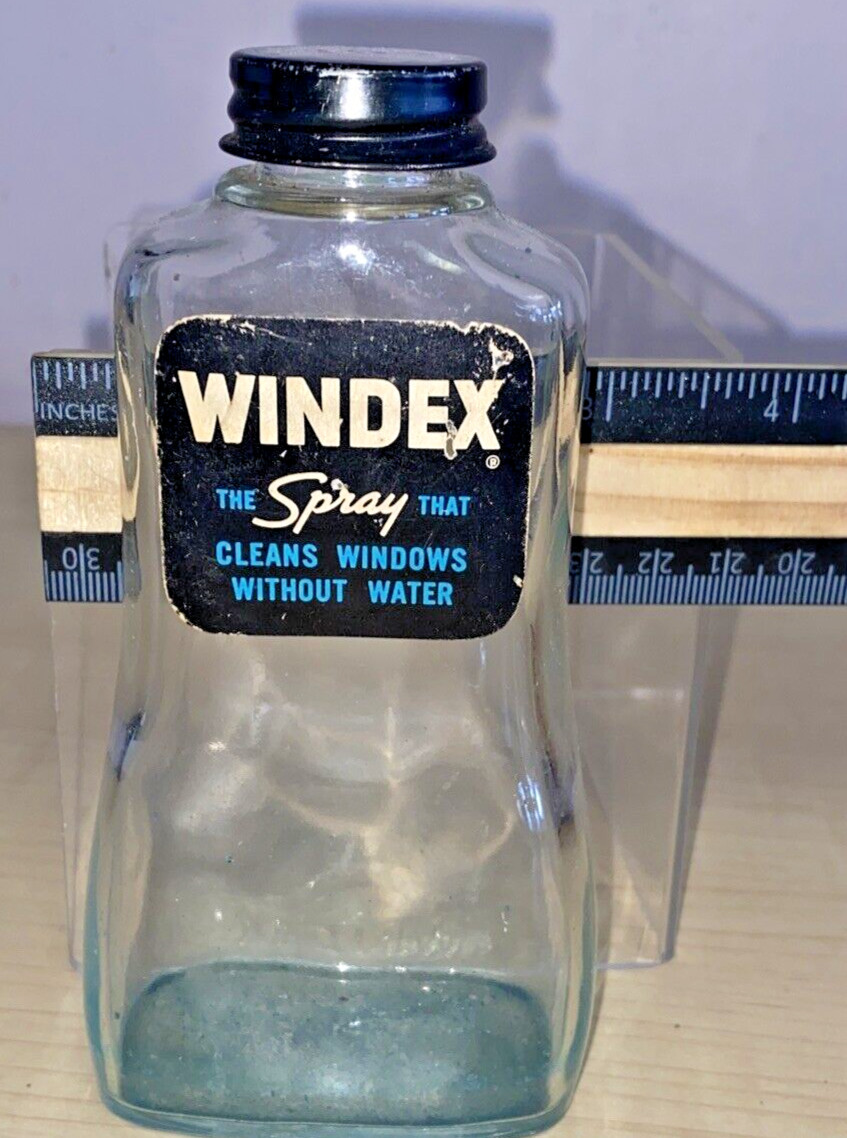 WINDEX Spray Bottle 6 oz Empty Glass Cleaner Metal Twist Top 1940's Advertising