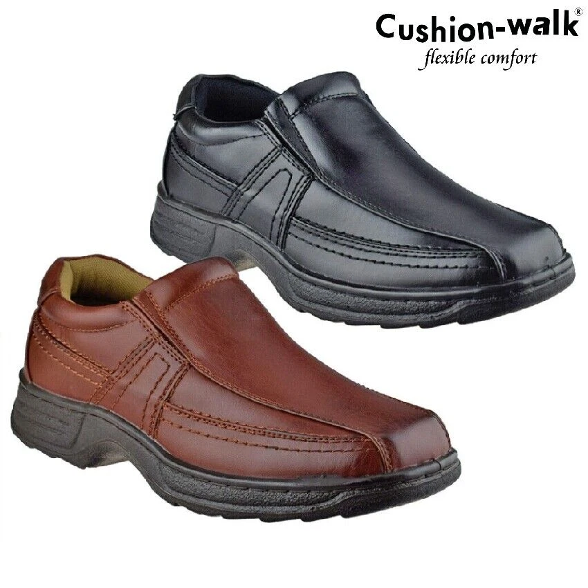 Cushion Walk Slip On Leather Shoes Mens Cushion Walk Comfort Arch Support Smart