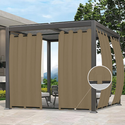 Easy-Going Outdoor Curtains Waterproof Windproof Weatherproof Curtain for Patio,