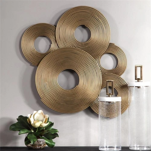 Uttermost Ahmet Contemporary Iron Metal Rings Wall Decor in Soft Gold - Picture 2 of 7