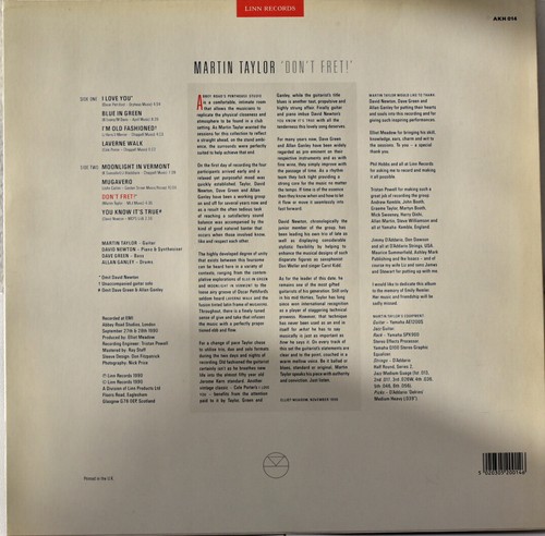 AUDIOPHILE LINN RECORDS AKH 014 ED1 HOLLAND 1990 MARTIN TAYLOR "Don't Fret!" NM - Bild 2 von 3