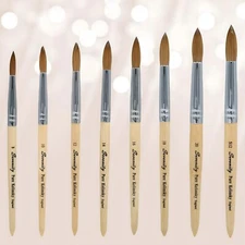 Serenity light Wood 100% real Kolinsky Acrylic Nail Brush Round all size S02-S12