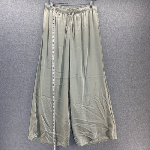 Planet Womens One Size OS Silk Pajama Set Sage Green Shirt Top Pants Pockets - Picture 14 of 24