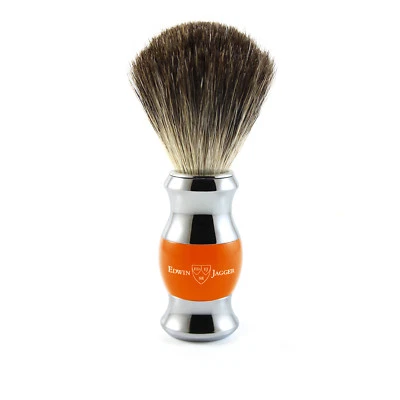 Edwin Jagger - Orange & Chrome Shaving Brush (Black Synthetic) in Gift Box