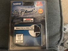 New  Brother Original P-Touch TZ-221 Label Tape 3/8" Black Print on White