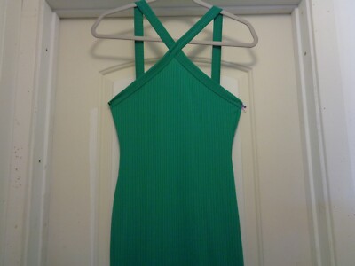 HEART & HIPS FAIRY GREEN RIBBED CRISS CROSS BACK MAXI DRESS M FAIRY | eBay